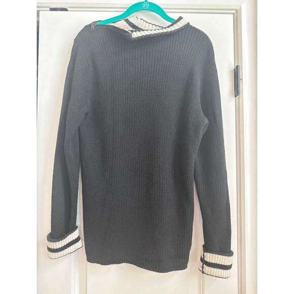 Armani Exchange Size Med. Black knitted Sweater with Side zipper on Collar - Picture 7 of 7